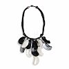 Boho Exaggerated Acrylic Leaf Pendant Waxed Cord Bib Necklaces for Women WG3049B-01-1