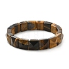 Square Natural Tiger Eye Beads Stretch Bracelets for Women Men BJEW-C097-06Q-4