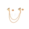 Double Triangle with Safaty Chain Hanging Sweater Brooch Pin JEWB-WH0009-93-2