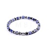 Natural Blue Spot Jasper Cube Beaded Stretch Bracelets for Women EZ7380-5-1