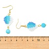 304 Stainless Steel with Glass Cylinder Seed Beads Hot Air Balloon Dangle Earrings EJEW-MZ00820-01-3
