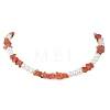 Natural South Red Agate Chip & Glass Pearl Round Beaded Necklaces for Women NJEW-JN05609-5