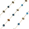 Handmade 304 Stainless Steel & Synthetic Turquoise Beaded Link Chains SA-CBAF245-01G-1