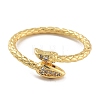 Snake Rack Plating Brass Micro Pave Cubic Zirconia Open Cuff Rings for Women RJEW-Z059-25G-2