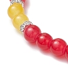 Baking Paint Imitation Jade Glass Round Beaded Charm Bracelets BJEW-JB11737-06-4