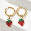 Fruit 304 Stainless Steel Enamel Hoop Dangle Earrings EJEW-T059-01A-2