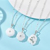 Natural Sunflower Druzy Agate Slice Nuggets Pendant Brass Cable Chain Necklaces for Women NJEW-JN06066-1