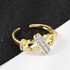 Brass Micro Pave Cubic Zirconia Open Cuff Ring for Women RJEW-F177-03GP-13-4