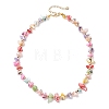 Dyed Nuggets Natural Trochid Shell & Round Electroplate Synthetic Non-magnetic Hematite Beaded Necklaces for Women NJEW-JN05801-03-4
