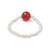Shell Pearl Beads Stretch Rings RJEW-JR00715-4
