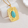 Boho 304 Stainless Steel Synthetic Turquoise Pendant Necklaces for Women WG99EC3-07-1