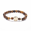 Faceted Round Natural Tiger Eye & Lapis Lazuli & Amethyst Beads Stretch Bracelets Set BJEW-JB07082-7