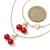 Cherry Lampwork Pendant Necklaces & Heart Link Bracelets Sets SJEW-JS01299-3