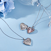 2Pcs 316 Surgical Stainless Steel Heart Photo Locket Pendant Cable Chain Necklaces for Women NJEW-DC0001-15P-5