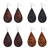 FIBLOOM 4 Pairs 4 Colors PU Leather Dangle Earrings with Steel Iron Pins EJEW-FI0003-09-8