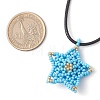 Glass Seed Beaded Star Pendant Necklaces NJEW-MZ00081-02-3