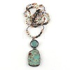 Bohemian Vintage Style Natural Shoushan Stone with Glass Pendant Necklaces FS-WG0BFE5-02-3