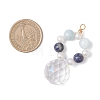 3Pcs 3 Styles Round Natural Amethyst & Dyed Quartz & Rose Quartz & Green Aventurine & Lapis Lazuli & Citrine Round Beaded Big Pendants PALLOY-JF04720-3