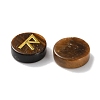 Brass Elder Futhark Alphabet Engraved Symbol Flat Round Natural Tiger Eye Rune Stones G-I373-01L-2