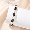 Natural Eagle Eye Stone & Shell Pearl & Brass Beads Stretch Bracelets for Women BJEW-JB13865-01-2