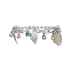 Leaf 304 Stainless Steel Figaro & Ball Chains Double Layers Bracelets BJEW-JB13177-02-2