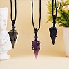 Natural Amethyst Cone Braided Pendant Necklace NJEW-SZ0001-59H-6