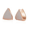 Brass Micro Pave Clear Cubic Zirconia Triangle Hoop Earrings FS-WG8FAD7-02-3