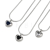 304 Stainless Steel Cubic Zirconia Heart Pendant Round Snake Chain Necklaces for Women NJEW-Z044-08P-1