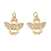 Brass Micro Pave Clear Cubic Zirconia Pendants CU-CBA9AFC-01G-14-1
