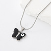 304 Stainless Steel Enamel Evil Eye Butterfly Pendant Necklaces for Men Women EX1242-4-1