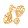 Retro Hollow Oval Drawbench Brass Dangle Stud Earrings for Women EJEW-G391-13G-3