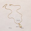 304 Stainless Steel with Imitation Pearl and Clear Glass Teardrop Pendant Necklaces EB8017-5