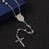 Non-Tarnish Crucifix Cross Stainless Steel Rosary Bead Necklaces LS-NJEW-O096-27-2