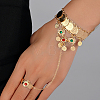 Vintage Real 18K Gold Plated Multi-layer Coin Fringe Hand Back Ring Bracelets for Women HN2758-1