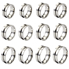 12Pcs 6 Size 201 Stainless Steel Grooved Finger Ring Settings STAS-TA0002-15P-2