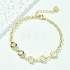 Brass Micro Pave Clear Cubic Zirconia Charm Bracelets for Women BJEW-C083-09G-2