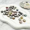 50Pcs 10 Colors Handmade Polymer Clay Rhinestone European Large Hole Beads with Silver Color Plated Brass Cores FPDL-PA0001-03-7