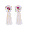 Bohemian Flower Alloy Enamel Tassel Stud Earrings FS-WGC9871-07-1