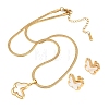 304 Stainless Steel Pendant Necklaces & Stud Earrings Sets SJEW-H002-01B-G-2
