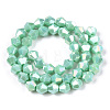 Opaque Solid Color Electroplate Glass Beads Strands EGLA-A039-P6mm-B20-3