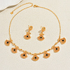 Ethnic Style Brass Micro Pave Cubic Zirconia Filigree Fan Pendant Necklace & Stud Earrings Sets for Women KU3704-5