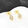Brass Micro Pave Clear Cubic Zirconia Stud Earrings EJEW-F405-21B-G-5