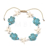 Adjustable Dyed Synthetic Turquoise & Non-magnetic Synthetic Hematite Beads Braided Beads Bracelets for Women Men BJEW-JB13778-01-3