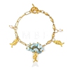 Ocean Alloy Fish Multi-Charm Bracelets with Natural Larimar Chip Beads BJEW-JB14272-3