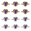 12Pcs 2 Colors Brass Pave Cubic Zirconia Heart Links Connector Charms KK-TA0003-48E-1