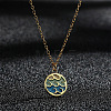 Colorful Wave Shaped Brass Blue Enamel Pendant 201 Stainless Steel Cable Chain Necklaces for Women FS-WG576FA-01-1