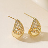 Brass & Clear Cubic Zirconia Stud Earrings WG03CED-03-1