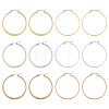  6 Pairs 6 Style 304 Titanium Steel Flattened Big Hoop Earrings for Women STAS-TA0001-89-8