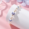 Handmade Porcelain & Natural Cultured Freshwater Pearl & Non-magnetic Synthetic Hematite Beaded Cuff Bangles for Women BJEW-JB14022-01-2