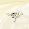 304 Stainless Steel Crystal Rhinestone Cuff Rings for Women RJEW-G338-02P-2